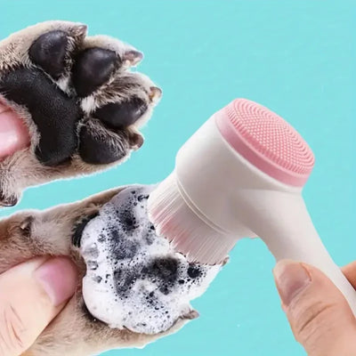Dual-sided silicone pet paw cleaner & massage Brush – Gentle grooming for healthy coats & claws