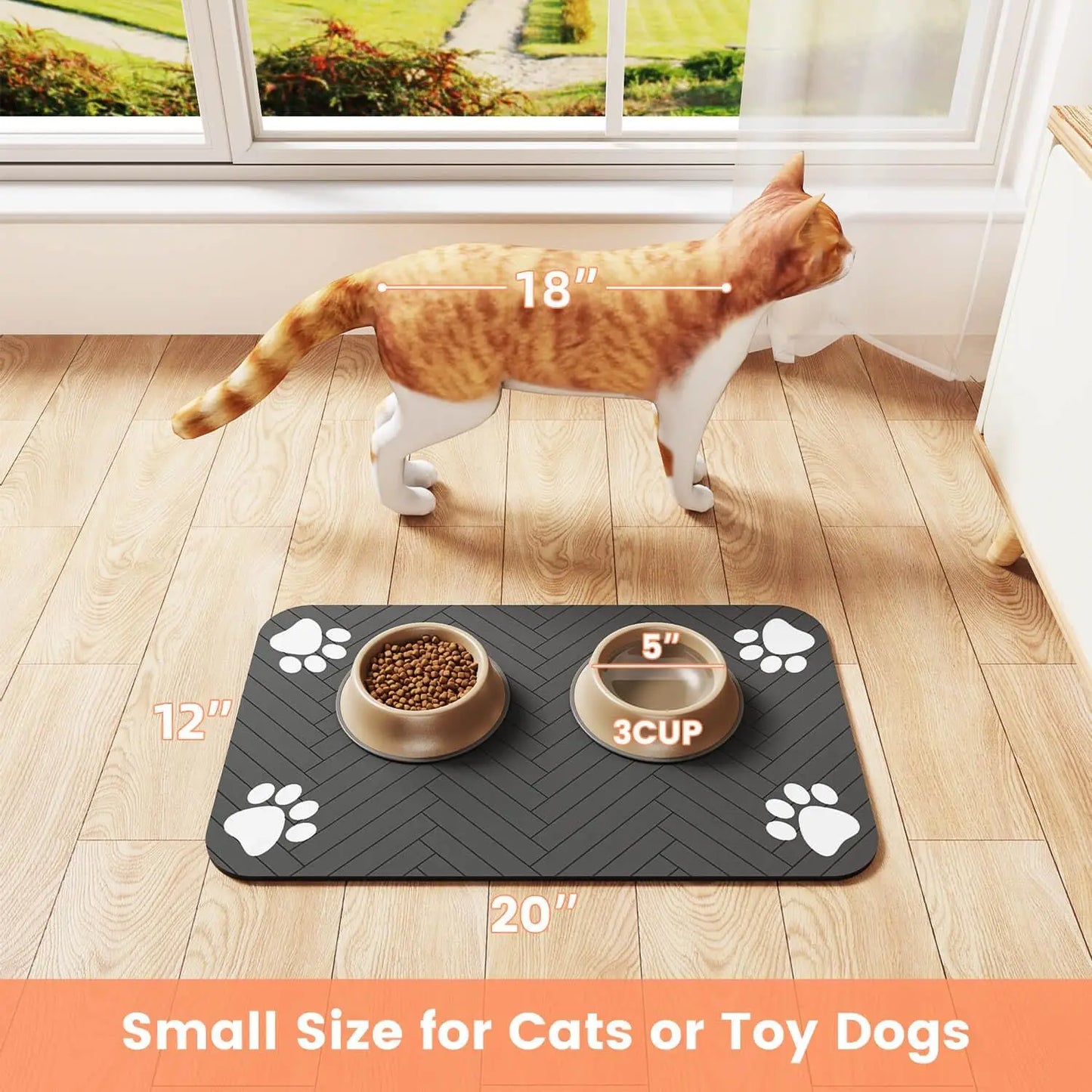 Waterproof & ultra-absorbent pet feeding mat – Keep mealtime clean & comfortable