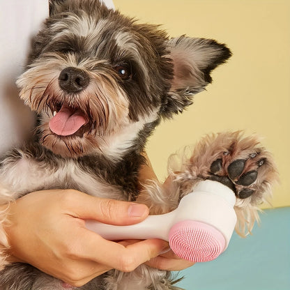 Dual-sided silicone pet paw cleaner & massage Brush – Gentle grooming for healthy coats & claws