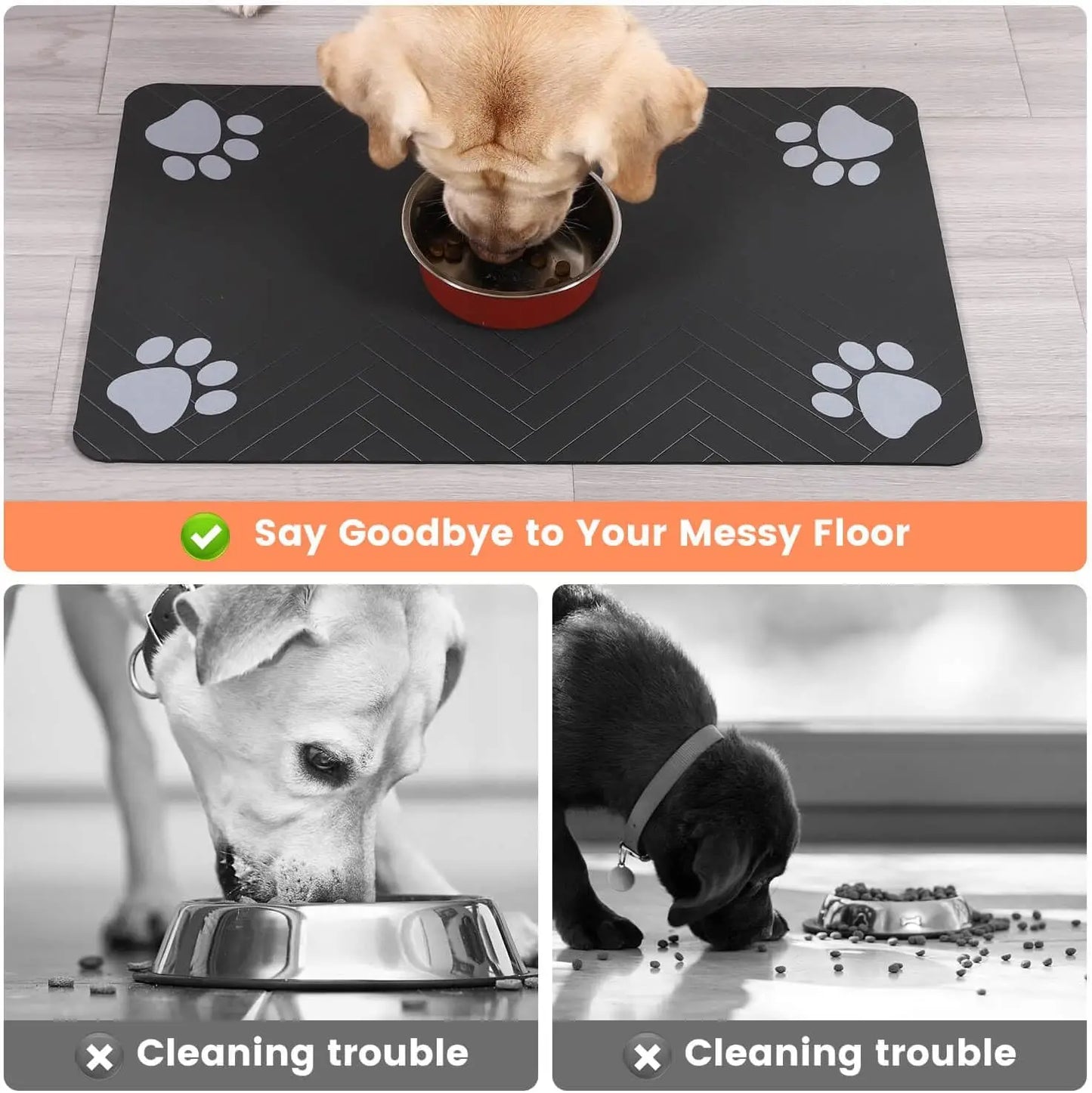 Waterproof & ultra-absorbent pet feeding mat – Keep mealtime clean & comfortable