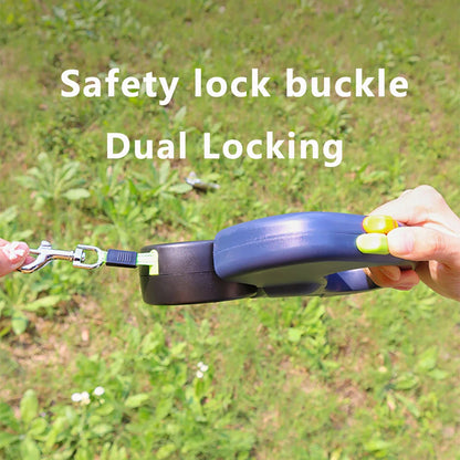 Smart dual retractable dog leash with LED light / No-tangle & reflective design