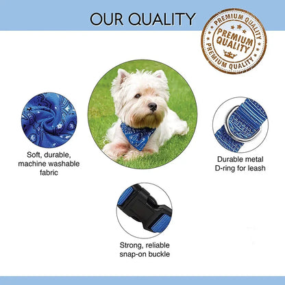 Stylish dog bandana collar – Adjustable scarf for small to large dogs